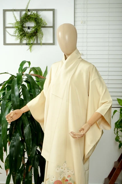 Dear Vanilla Japanese Silk Kimono Women's Robe Gown Authentic Japan Vintage Mint 2