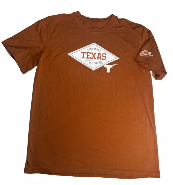 Mens Large Nike Texas Longhorns NCAA Burnt Orange Short Sleeved Dri-Fit T-Shirt