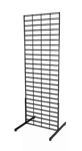 Slat Grid Panel 2' x 6' Display Black Legs Standing Slatgrid Fixture Metal 3" OC