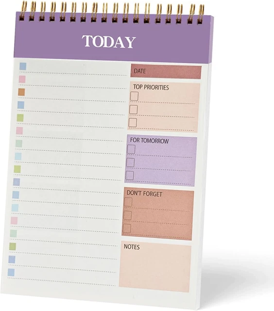 DAILY PLANNER NOTEPAD, A5 Size to Do List Notepad, 52 Undated Pages ...