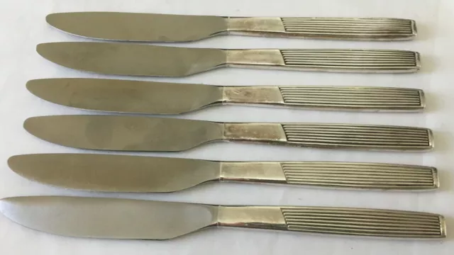 Six Vintage Viners Corinth Knives with Silver Plate Handles