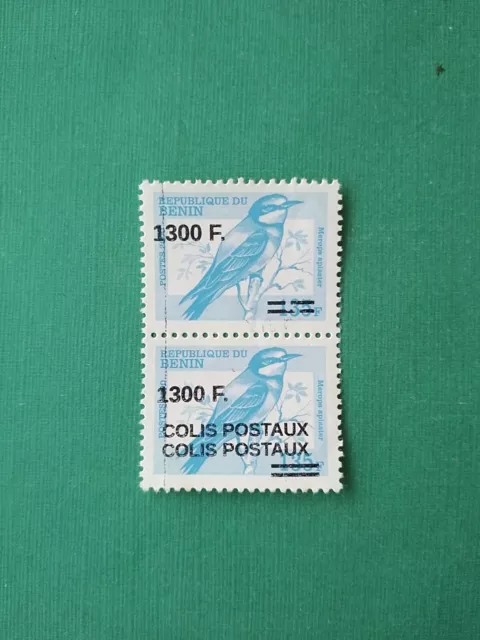 Bénin surchargé overprint 1300f sur 135f MNH neuf Oiseau SANS Doubl CP Majuscule