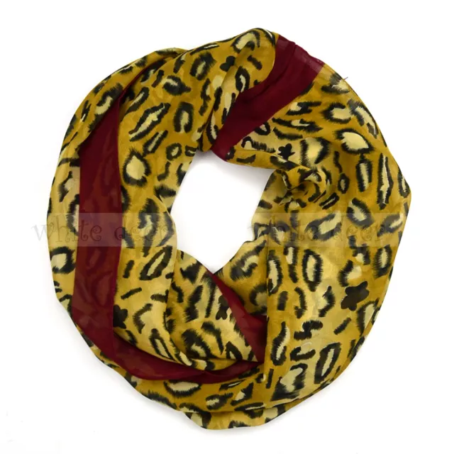 Cheetah Leopard Animal Print Maroon Circle Loop Infinity Scarf Spring Summer