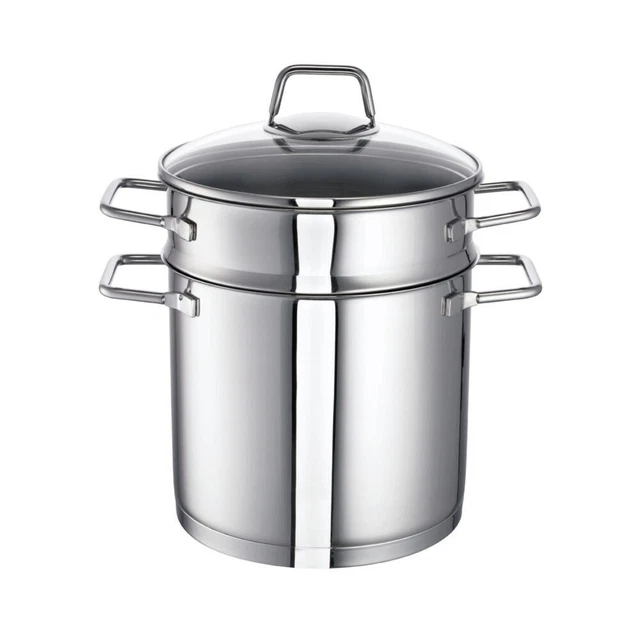Schulte-Ufer Spagettitopf Wega, Kochtopf mit Siebeinsatz, Edelstahl, 20 cm, 5 L
