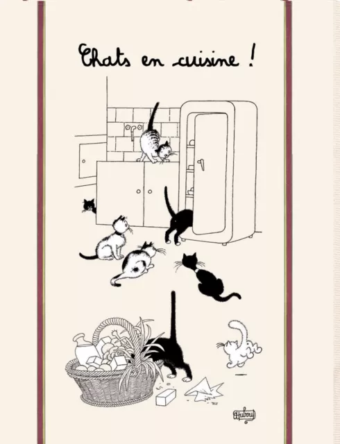 Cat Tea Towel - Dubout Chats en Cuisine Cotton France