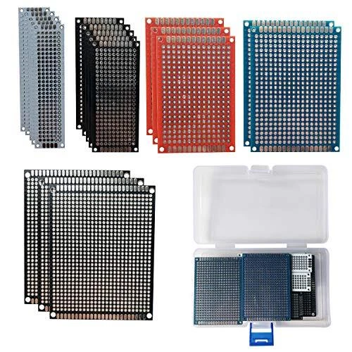 50 Pcs Double Sided Pcb Board Prototype Kit Soldering 5 Sizes 4 Colour Univer...