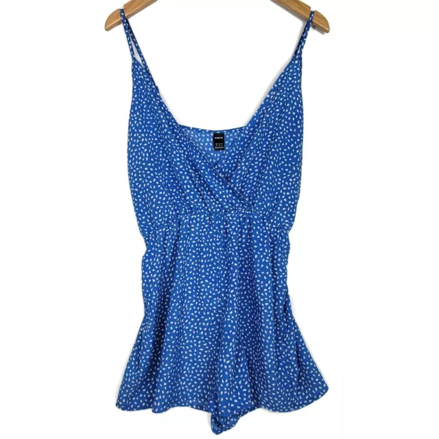 Shein Romper Womens Size Medium Blue & White Spaghetti Straps