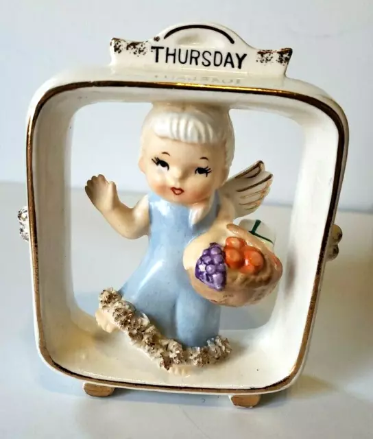 VTG Geo Z Lefton Thursday Child Of The Week Framed Porcelain  Angel. AR6883W