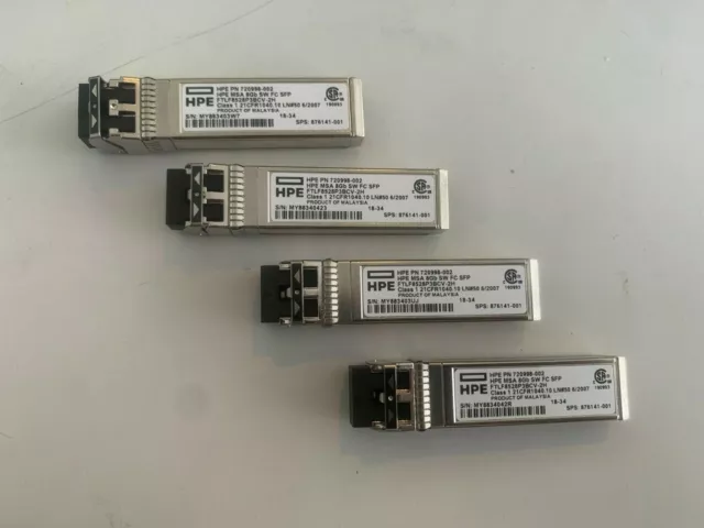 HP 720998-002 Red Transceptor Módulo 8G Canal de Fibra SFP+ 4Pack HPE