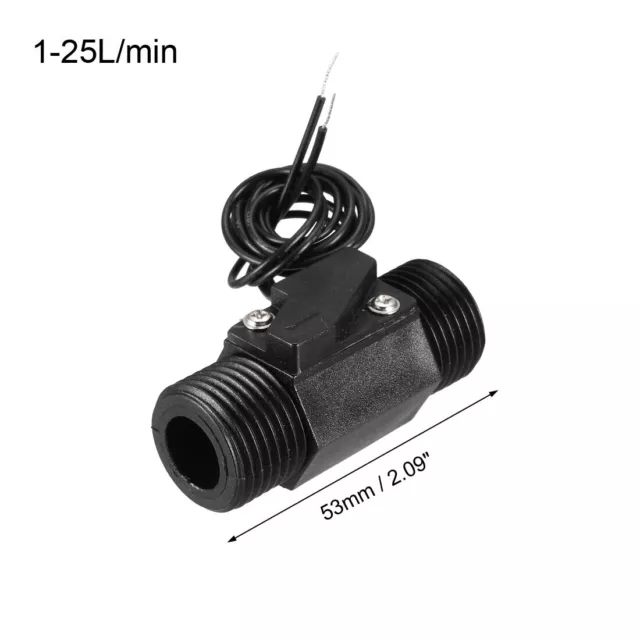 G1/2 Hall Effect Liquid Water Flow Sensor Switch Counter 1-25L/min Black 2