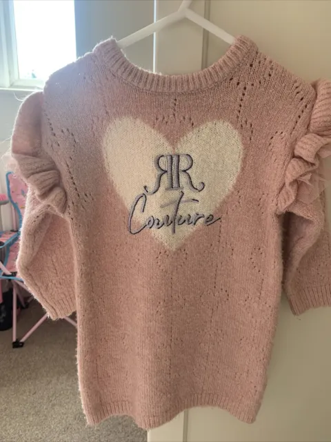 Baby Girl River Island Mini Knit Pink Jumper Dress 18-24 Months