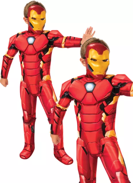 Iron Man de Luxe Super Héro Marvel Officiel Costume Déguisement Garçon + Masque