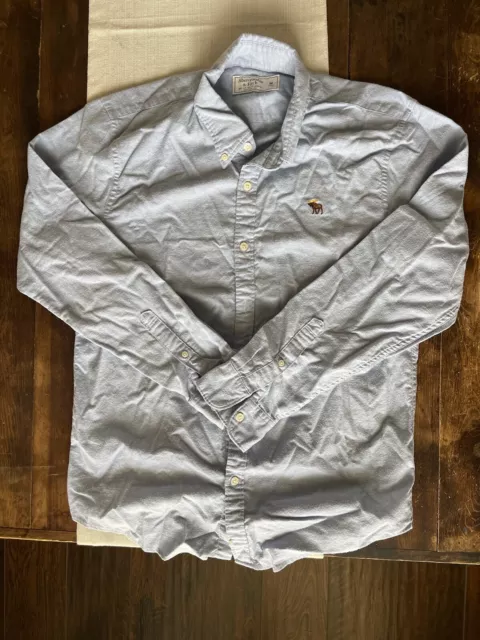 Abercrombie & Fitch Shirt Mens Medium Blue Oxford Long Sleeve Button Up