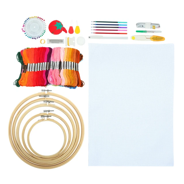 Kits de trabajo con aguja de bordar suministros artesanales para niños cruz ajustable niño
