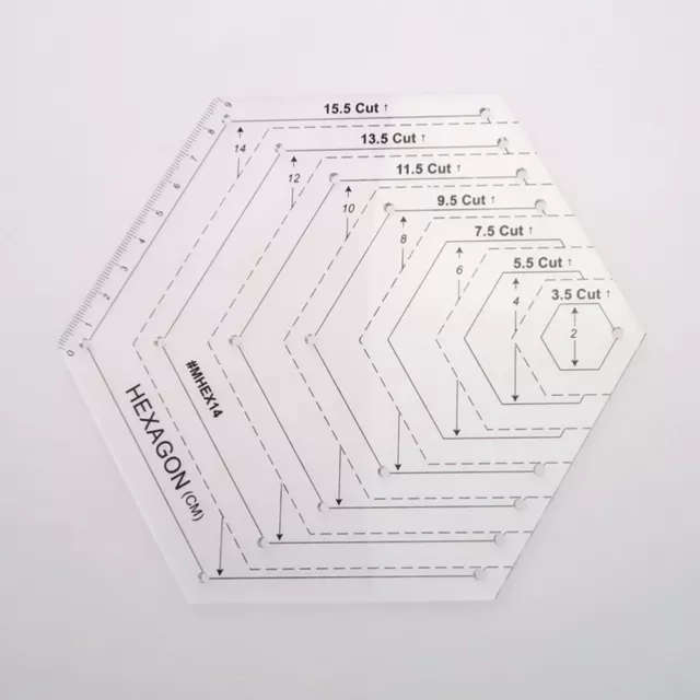 Quilting Ruler Hexagon Clear Acrylic Template Quilting Cutting Sewing Drawing