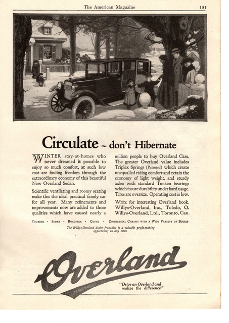 1923 Willys Overland Sedan Triplex Springs Timken Bearings Toledo Ohio Print Ad