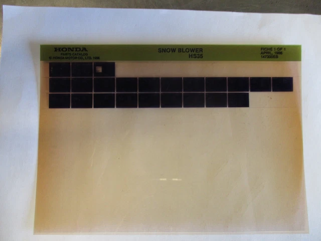 Oem Honda Parts Catalog Snow Blower Hs35 Microfiche 147300Eb