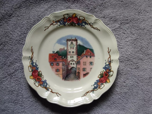 Bel Assiette Plate  Ancien D Obernai Sarreguemines Le Donjon Alsace France