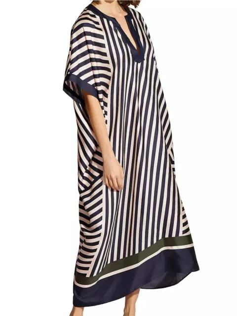 New Nwt ERES Cordage Silk Stripe Cover Kaftan 2023 Collection Rrp $1200 Bnwt