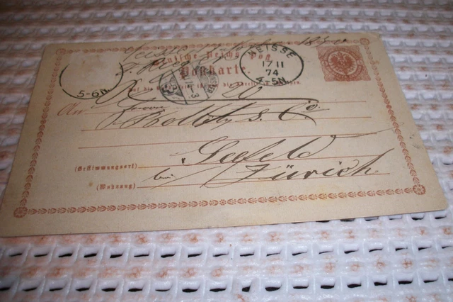 Neisse Nysa 1874 Ganzsache nach Seefeld bei Zürich