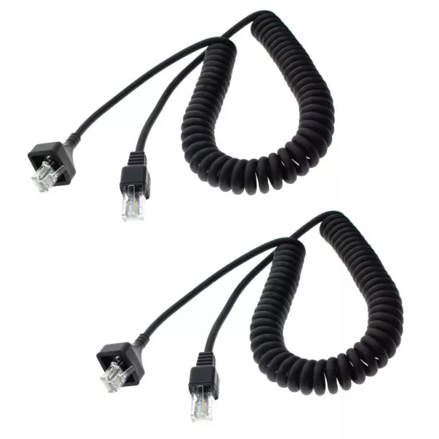 2X RJ-45 8 Pin to 8 Pin Microphone Cable for Kenwood TM-261A TM-271A TKR-751E