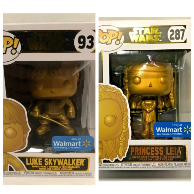 Funko Pop! Star Wars #93 Luke Skywalker & #287 Princess Leia Walmart Exclusive