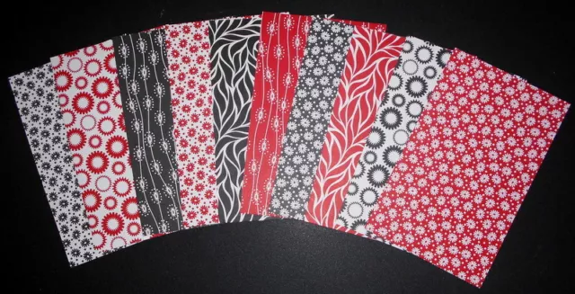 MONO BLACK /WHITE - RED/WHITE - 10 Scrapbooking/Cardmaking Papers~ 15cm x 9.5cm