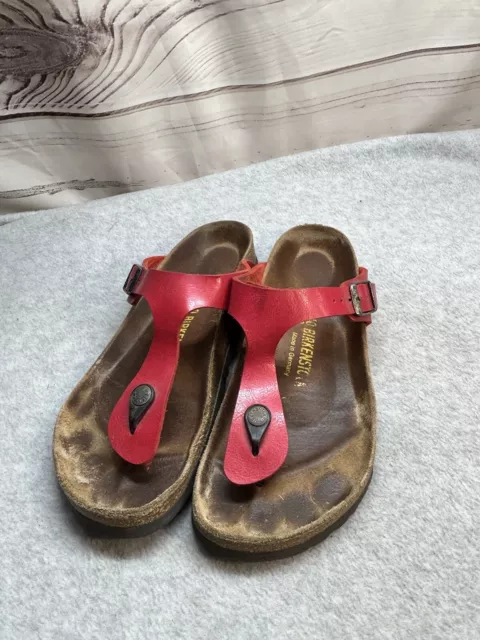 BIRKENSTOCK GIZEH CHERRY Red Patent Thong Sandals Women s Size 40