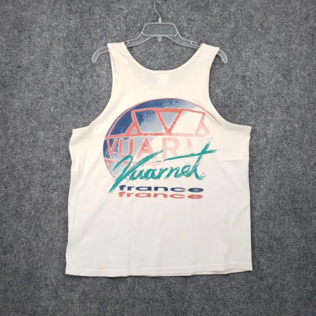 Vintage Vuarnet France Tank Top Mens XL White Sleeveless Made USA 80s