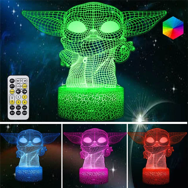 KIDS 3D STAR Wars Baby Yoda Night Light Table Lamp 16 Color Change