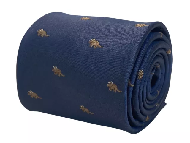Frederick Thomas Designer Cravate Bleu Marine Avec Dinosaure Tricératops Quirky