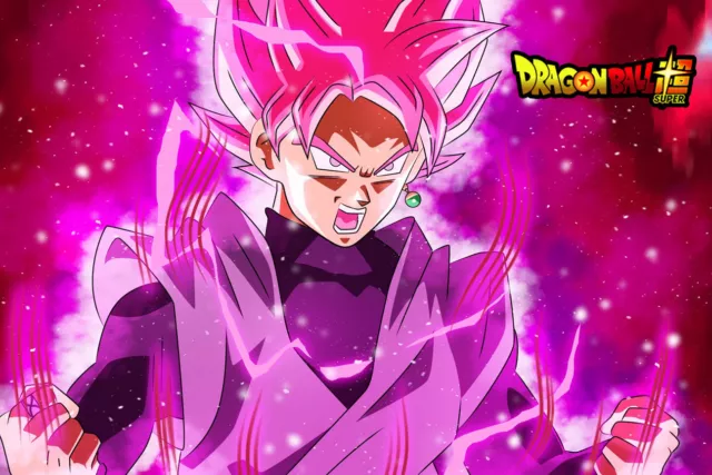 Dragon Ball Super Poster Goku Black SuperSJ Rose 12inx18in Free