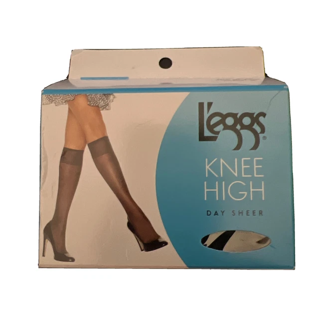 Leggs One Size Knee Highs Jet Black Sheer Toe Made in USA 3 Pairs NEW