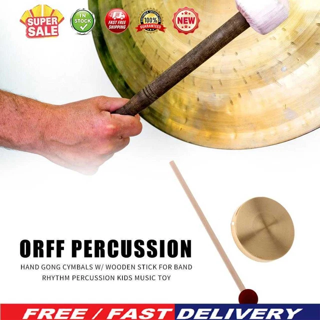 21cm Hand Gong Copper Cymbals with Wooden Stick for Band Rhythm Kids Music Toy