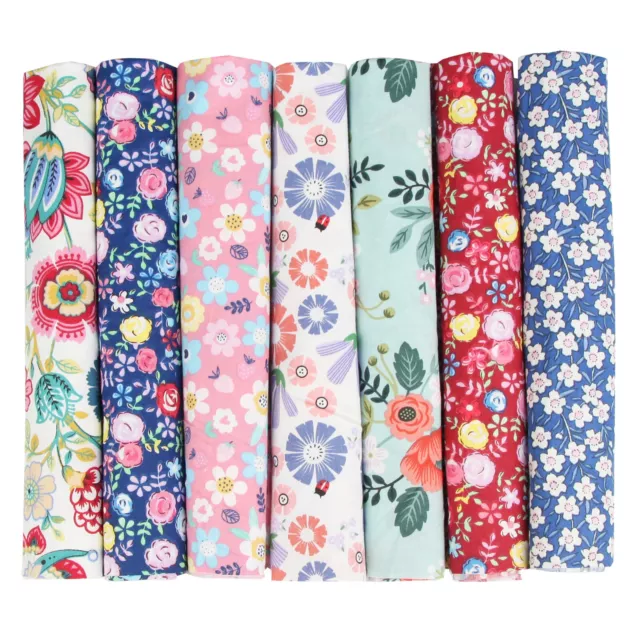 7 pcs Assorted Pre-Cut Charm Cotton Quilting Fabric Fat Quarter Bundle 50x50cm