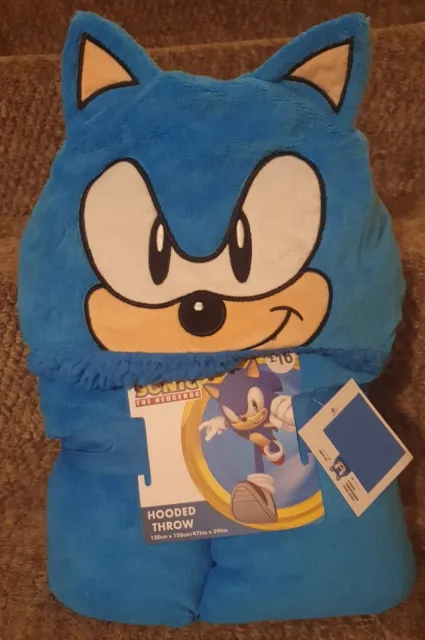Nuova Coperta con Cappuccio Blu Sega Sonic The Hedgehog 120 x 150 cm