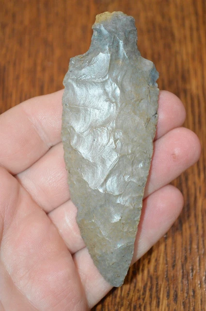 Large Gray Hornstone Woodland Adena Harrison Co, Indiana 4.3/8 x 1.5 Good Size