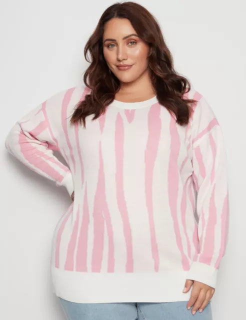 Plus Size - Womens Jumper - Long Winter Sweater - Pink Pullover - Casual | BeMe