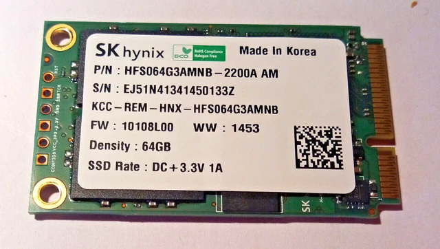 64Gb mSATA SSD Solid State Drive - 100% Tested!