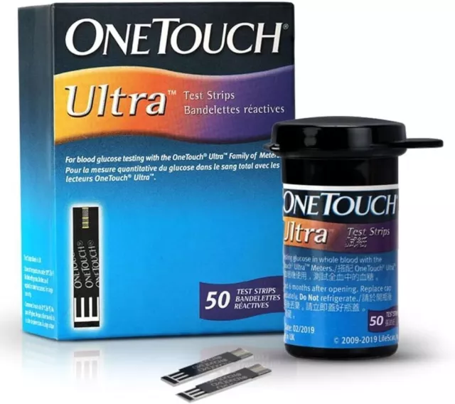 OneTouch Ultra 50 Strips Boîte de 50 bandelettes pour glucomètre Ultra 2