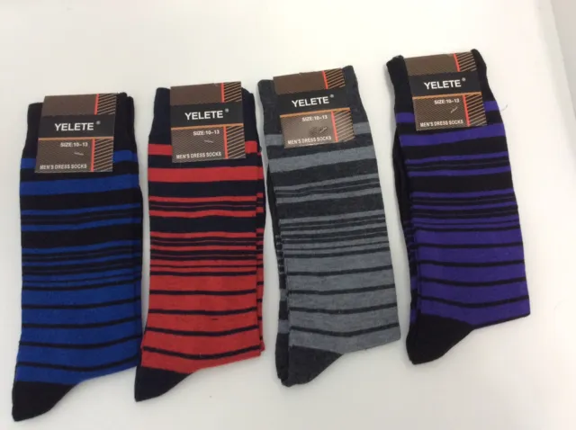 4 Pairs Mens Novelty Dress/Casual Socks * NEW W/ LABELS * Stripes