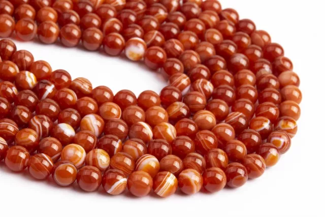 8MM Natural Orange Striped Agate Beads Grade AAA Round Gemstone Loose Beads 2