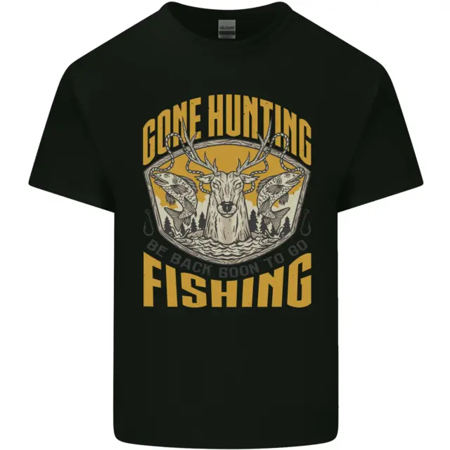Gone Hunting Then Fishing Funny Hunter Mens Cotton T-Shirt Tee Top