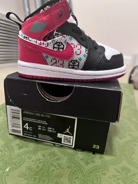 Nike Air Jordan 1 Mid SE Size 4C baby/toddler Ugly Christmas Sweater