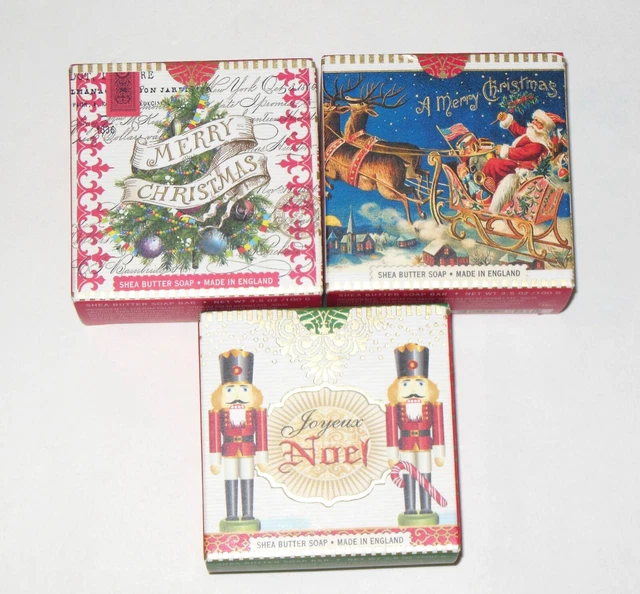 Lot of 3 new Michel Design Shea Butter Soaps Christmas 3 x 3.5 oz NIB Moisture
