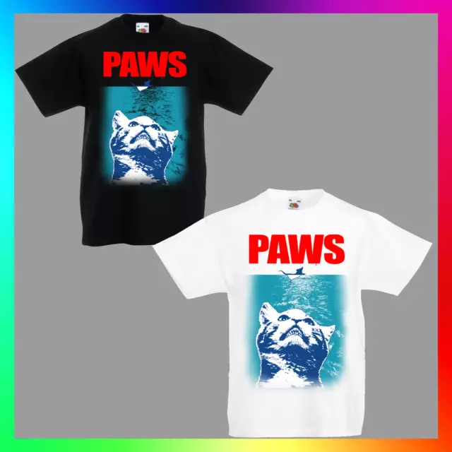 Paws TShirt T-Shirt Tee Kids Children Unisex Cat Kitten Kitty Funny Movie Pun
