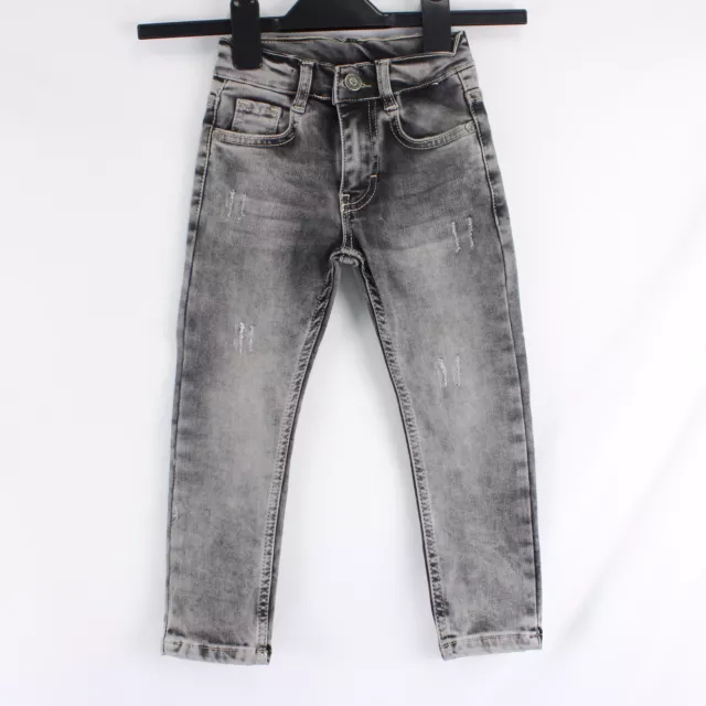 Moncler Skinny Distressed Washed Jeans With Back Logo In Grey - Girls Size 3/4