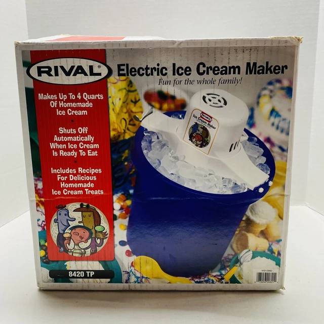 VINTAGE RIVAL ELECTRIC Ice Cream Freezer Maker 4 Qt Quart Model 8420TP