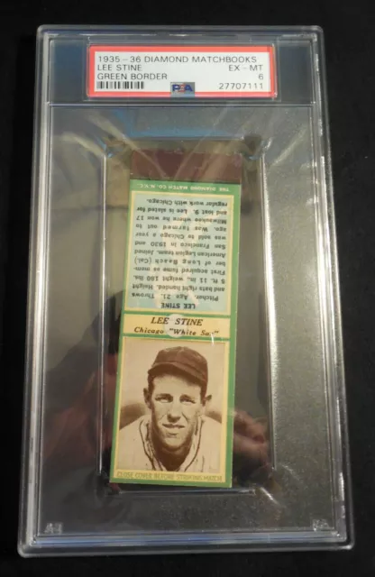 1935/36 Diamond Match Cover PSA 6 HIGHEST Lee Stine Chicago White Sox green POP1
