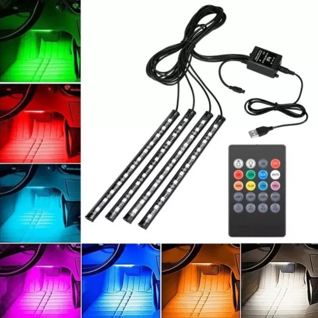 Éclairage Intérieur de Voiture Lampe Bandes barres Lumineuse LED Ambiance 4 pcs